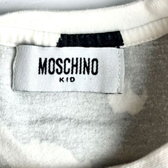 Moschino Kid Cotton White Black Cow Patterned T-shirt Top With Red Logo size 4 - Picture 7 of 11